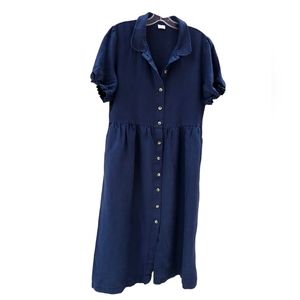 Aritzia 100% Linen Navy Midi Dress size Large